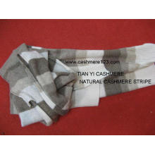 100% Cashmere Natural Stripe Scarf